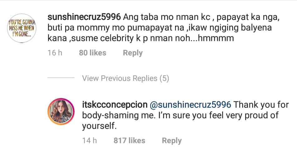 KC Concepcion answers basher who compared her body to Sharon Cuneta’s