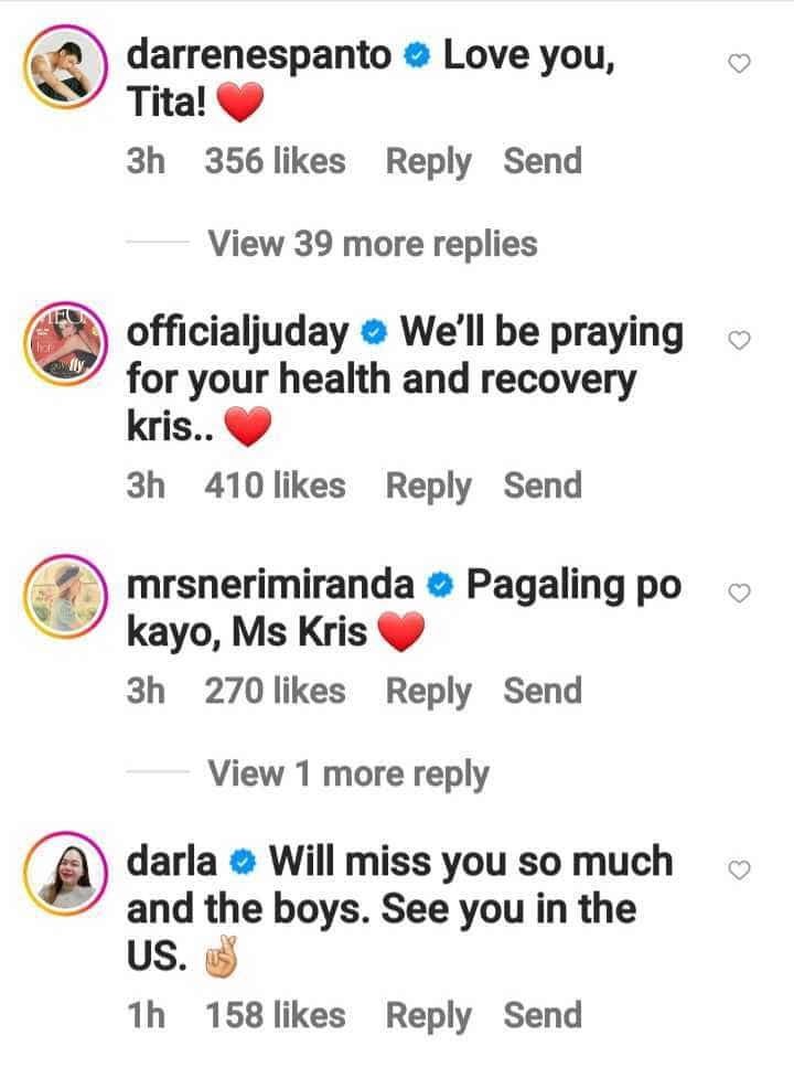 Celebs, nag-react sa update ni Kris Aquino ukol sa kanyang kalusugan: “Praying for you”