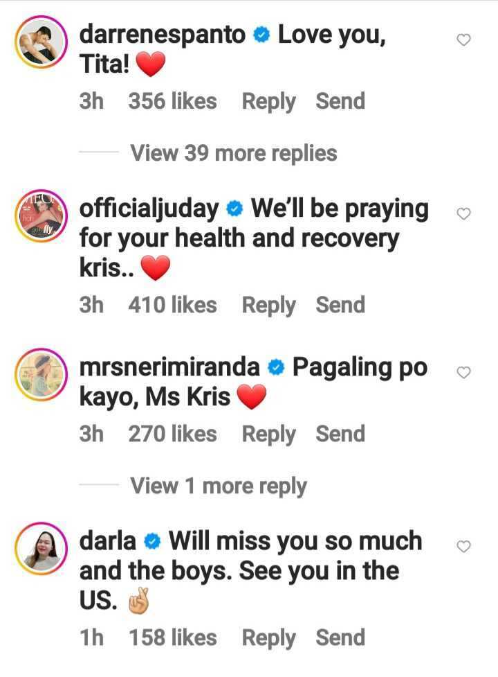 Celebs, nag-react sa update ni Kris Aquino ukol sa kanyang kalusugan: “Praying for you”