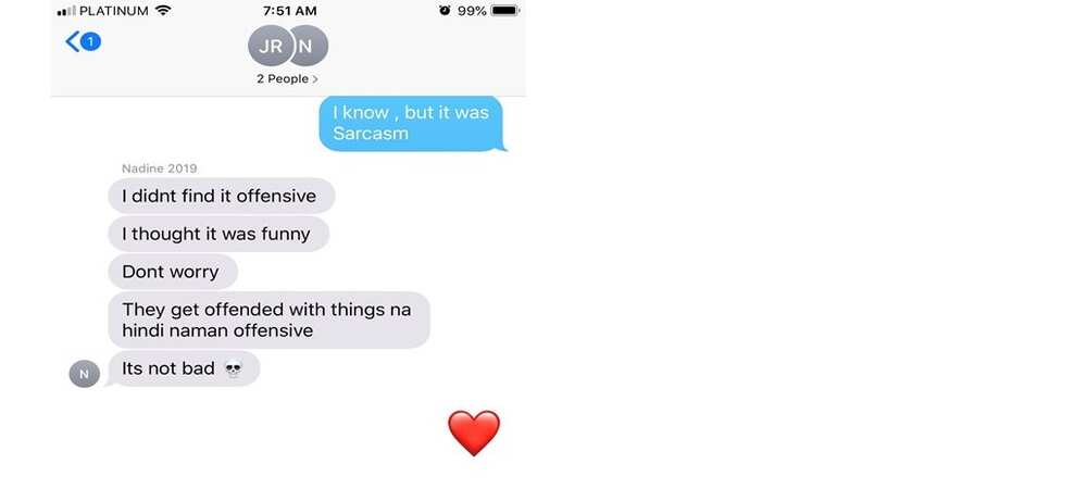 Radio DJ shows messages of Nadine Lustre after he aired controversial words about James Reid