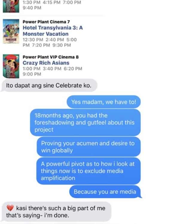 Nicko Falcis releases screenshots of Kris Aquino’s emotional messages to him