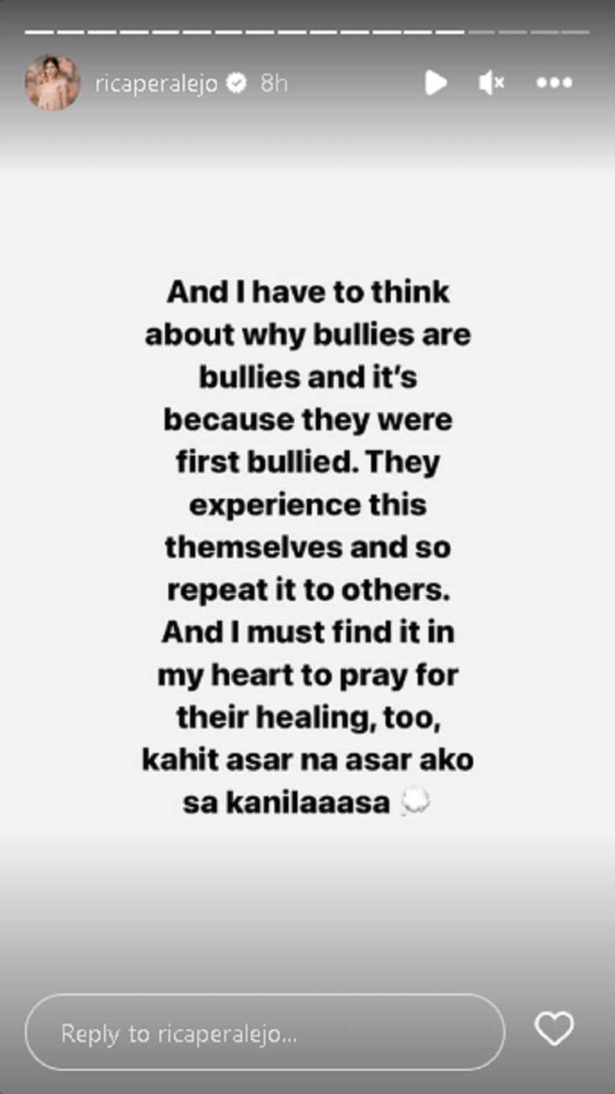 Rica Peralejo, ipinapanalangin na lang mga bullies kahit asar na siya sa kanila: “Pray for their healing”