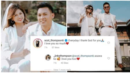 Scottie Thompson reacts to Jinky Serrano's post showing off their postnup photos: "I love you so much"