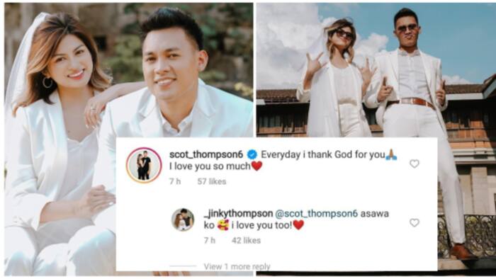 Scottie Thompson reacts to Jinky Serrano's post showing off their postnup photos: "I love you so much"