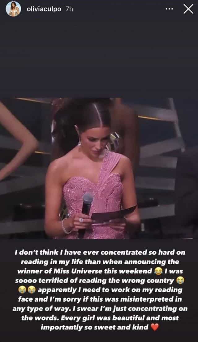 Olivia Culpo, nagpaliwanag tungkol sa kanyang viral 'confused face' sa 69th Miss Universe