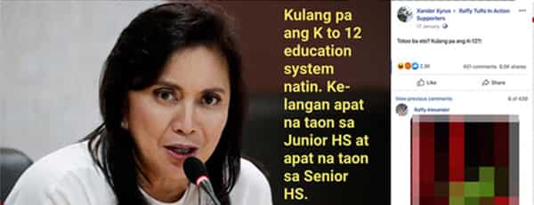 Fact check: No, VP Robredo did not say K-12 should have an additional 2 years