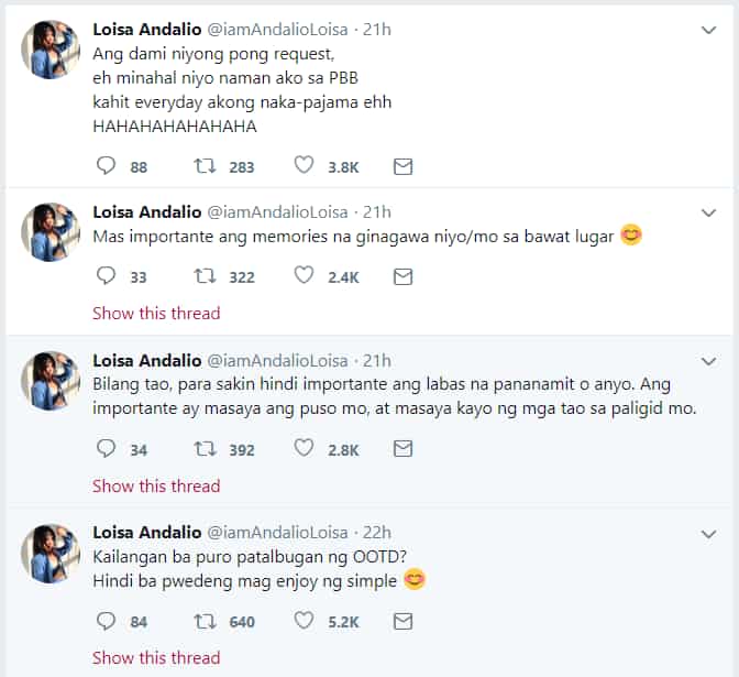 Loisa Andalio tweets about her demanding followers