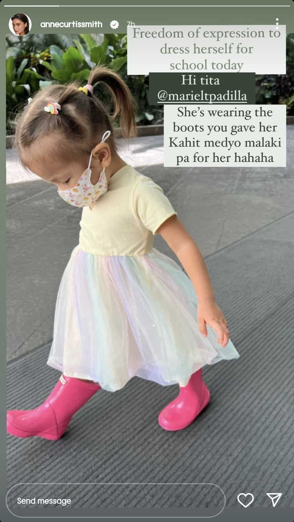 Dahlia Amélie, piniling suotin ang boots na bigay ni Mariel Padilla para sa school