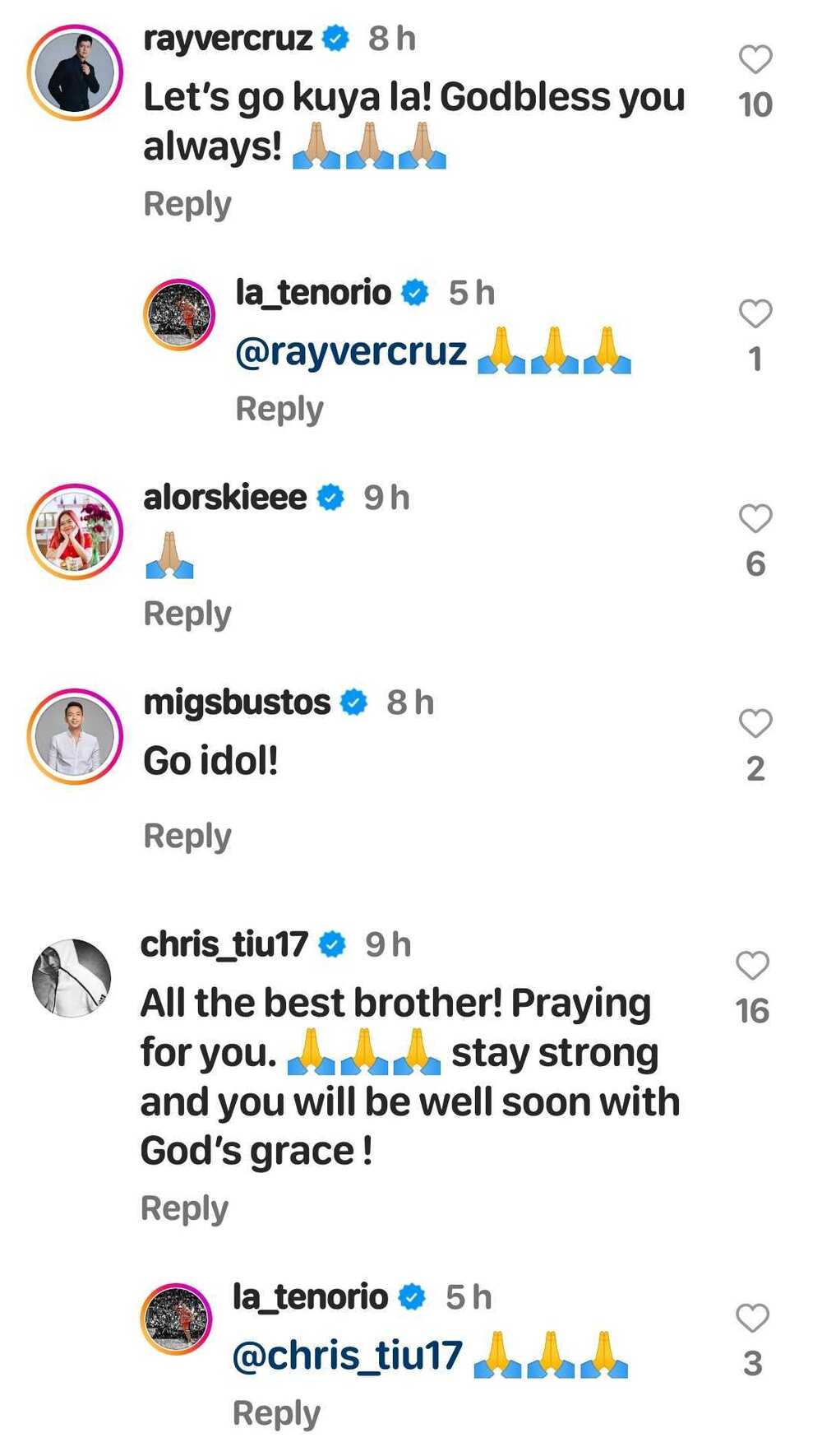 LA Tenorio's "road to recovery" post gains uplifting comments from celebrities LA Tenorio's "road to recovery" post gains uplifting comments from celebrities