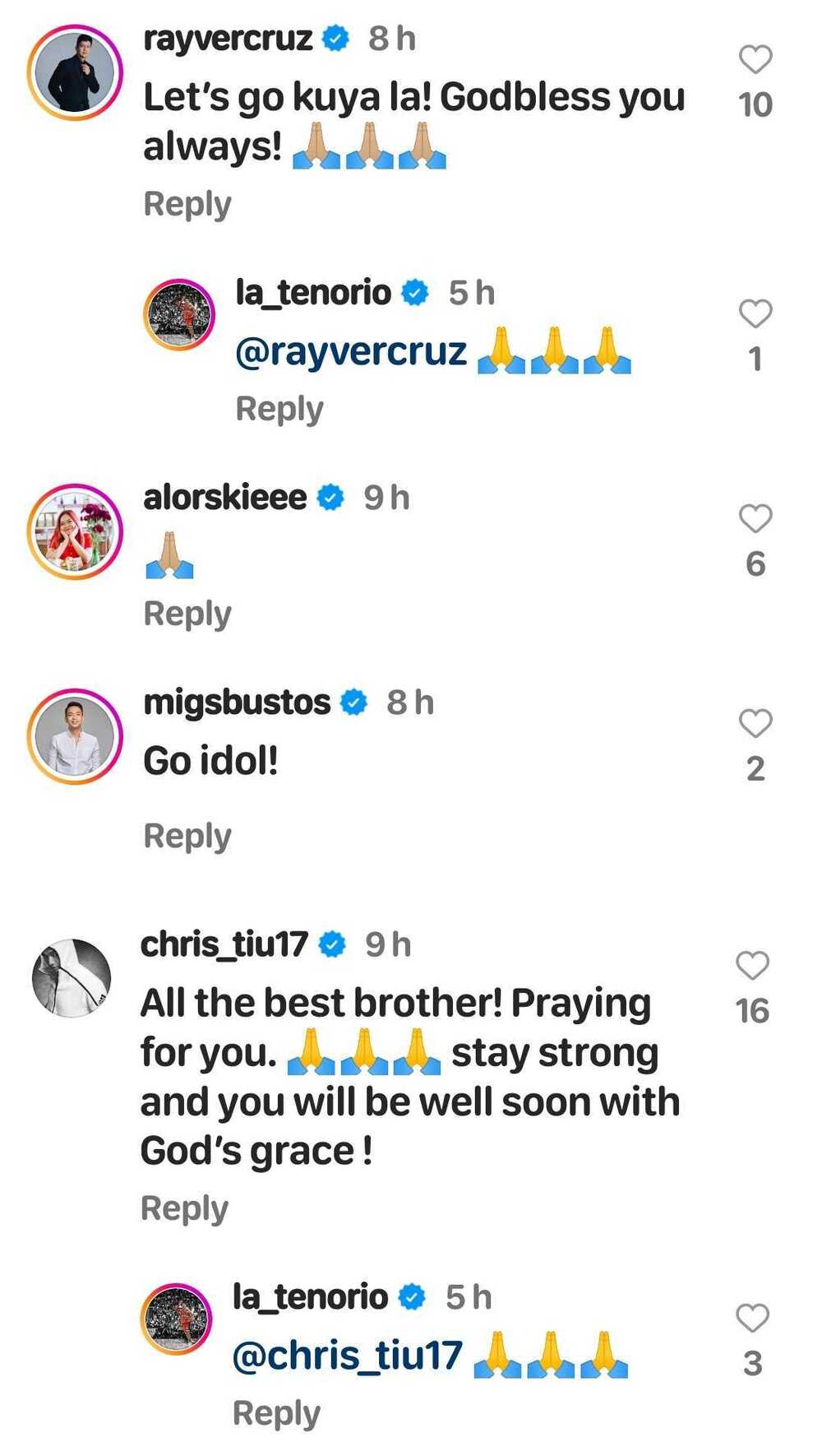 LA Tenorio's "road to recovery" post gains uplifting comments from celebrities