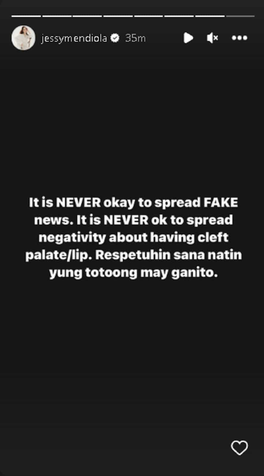 Jessy Mendiola, sinabing hindi okay ang magpalaganap ng fake news: “It is never ok to spread negativity”