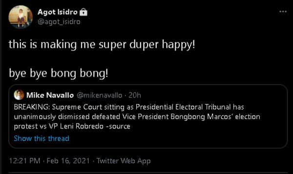 Celebrities' reactions to VP Leni Robredo's win in SC battle over BongBong Marcos go viral
