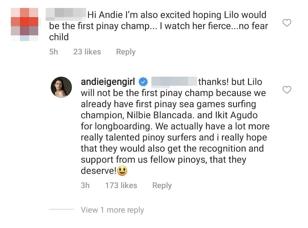 Andi Eigenmann, sinagot ang "Pinay Champ" comment ng netizen tungkol kay Lilo