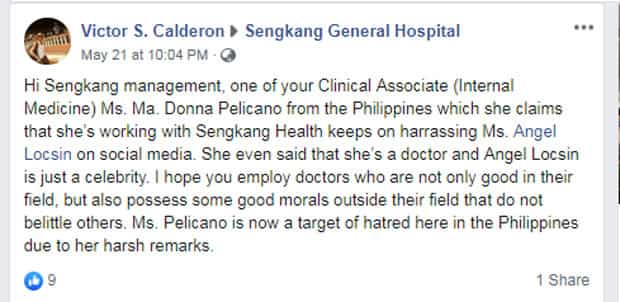 Netizen tags hospital where Angel Locsin's 'doctor' was working, reports doc's bad behavior