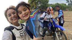 Sarah Lahbati tries dirt bike riding with her son Zion Gutierrez