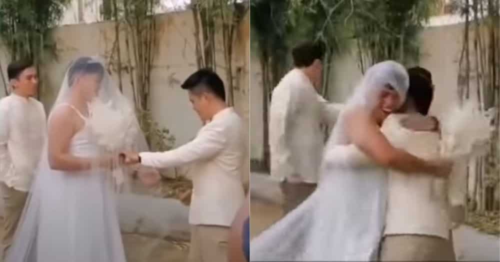 Emosyonal na groom, napahagalpak ng tawa nang makita ang kanyang 'bride'