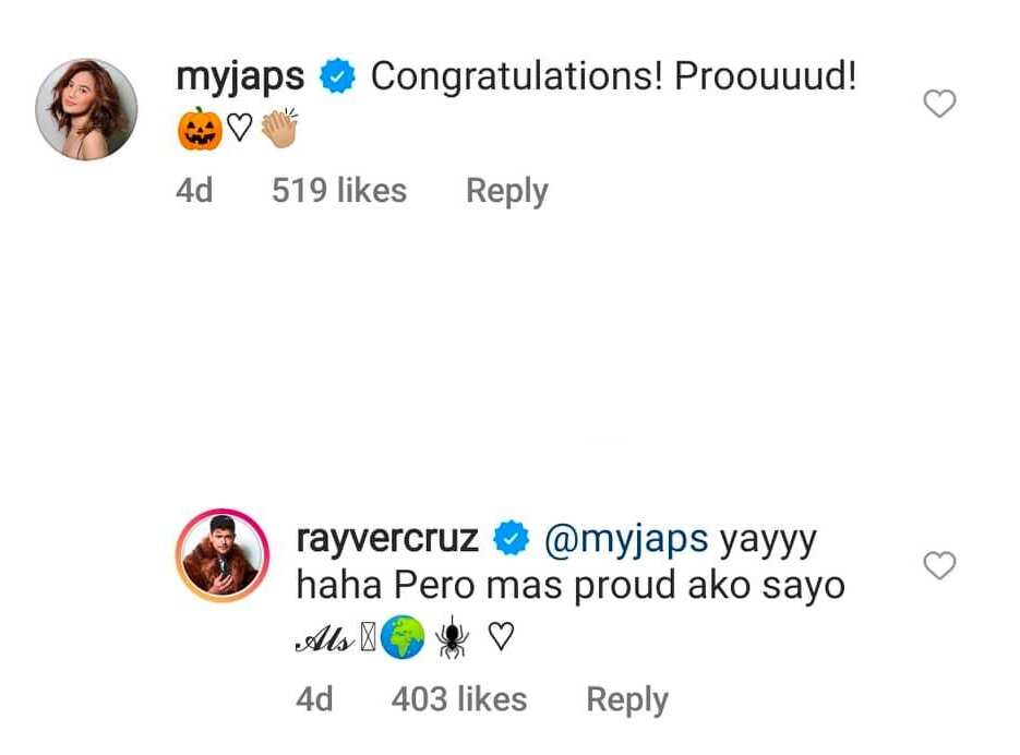 Rayver Cruz at Julie Anne San Jose, pinakilig muli ang netizens sa kanilang sweet na pag-uusap sa IG