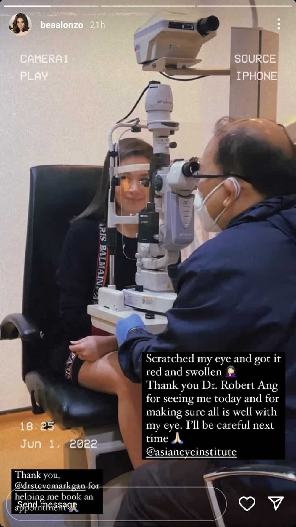 Bea Alonzo, kinailangan pumunta sa Asian Eye Institute matapos mamaga ang mata