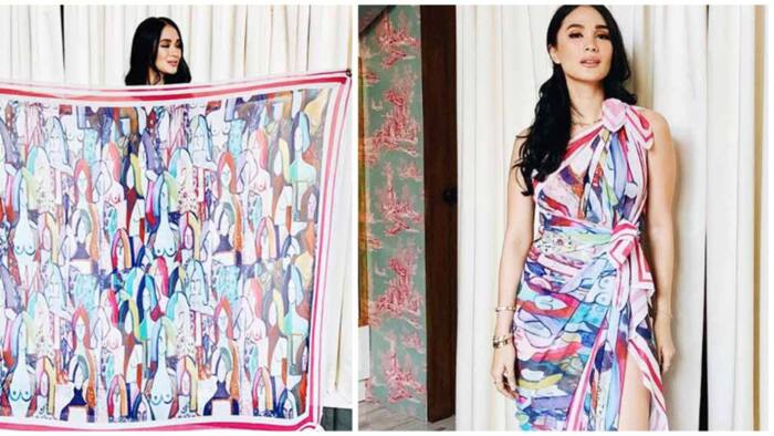 Heart Evangelista is a DIY master with her scarves turned into red carpet-ready evening gown