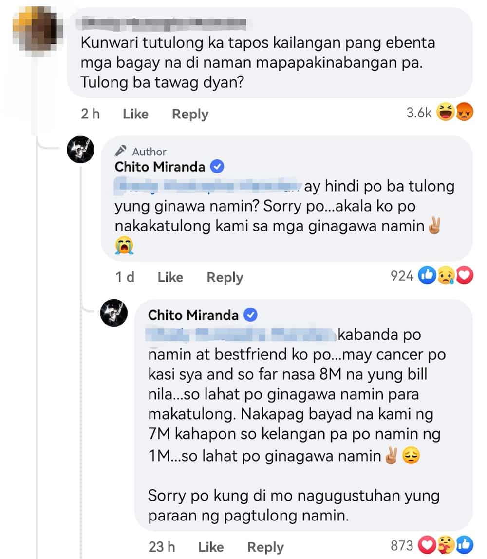 Chito Miranda lectures netizens criticizing fundraising for Gab Chee Kee (Screenshot by Fashion Pulis) Chito Miranda lectures netizens criticizing fundraising for Gab Chee Kee (Screenshot by Fashion Pulis)