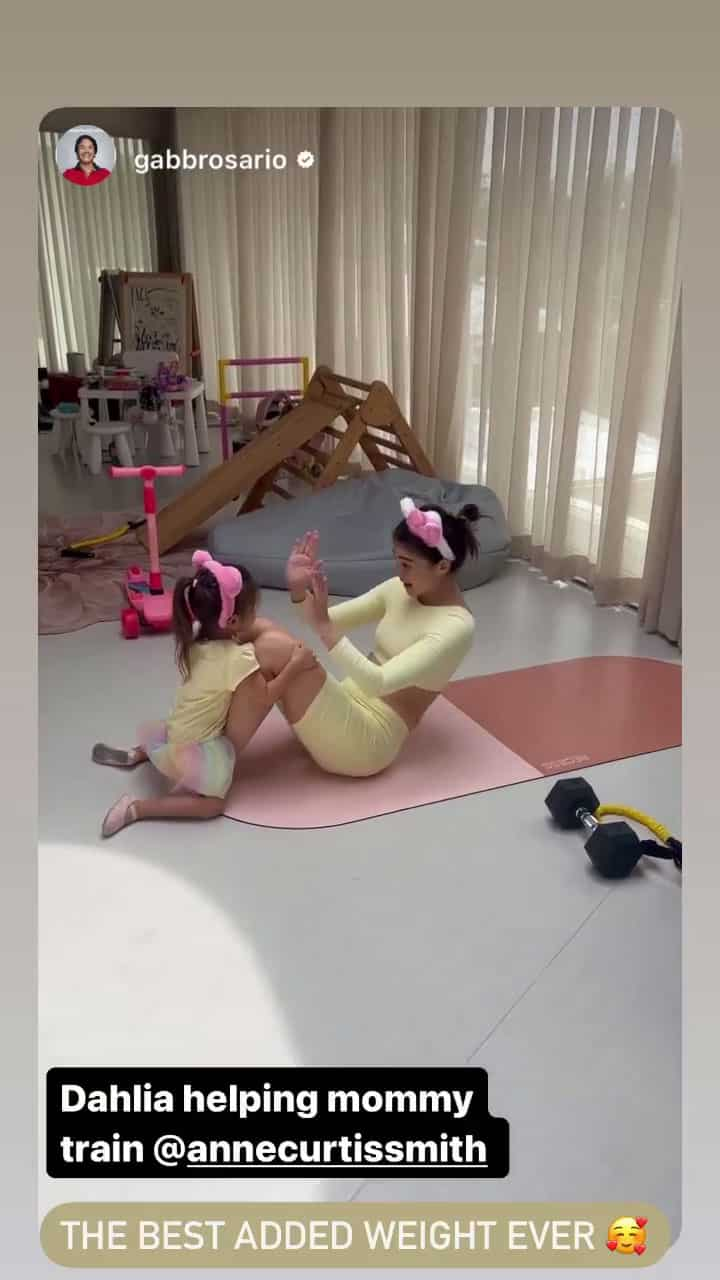 Anne Curtis, inihayag ang kasiyahan sa isang post dahil tinulungan siya ni Dahlia sa pagwo-workout