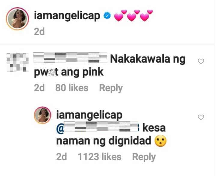 Angelica Panganiban hits back at basher's body-shaming remark on photo of her wearing pink