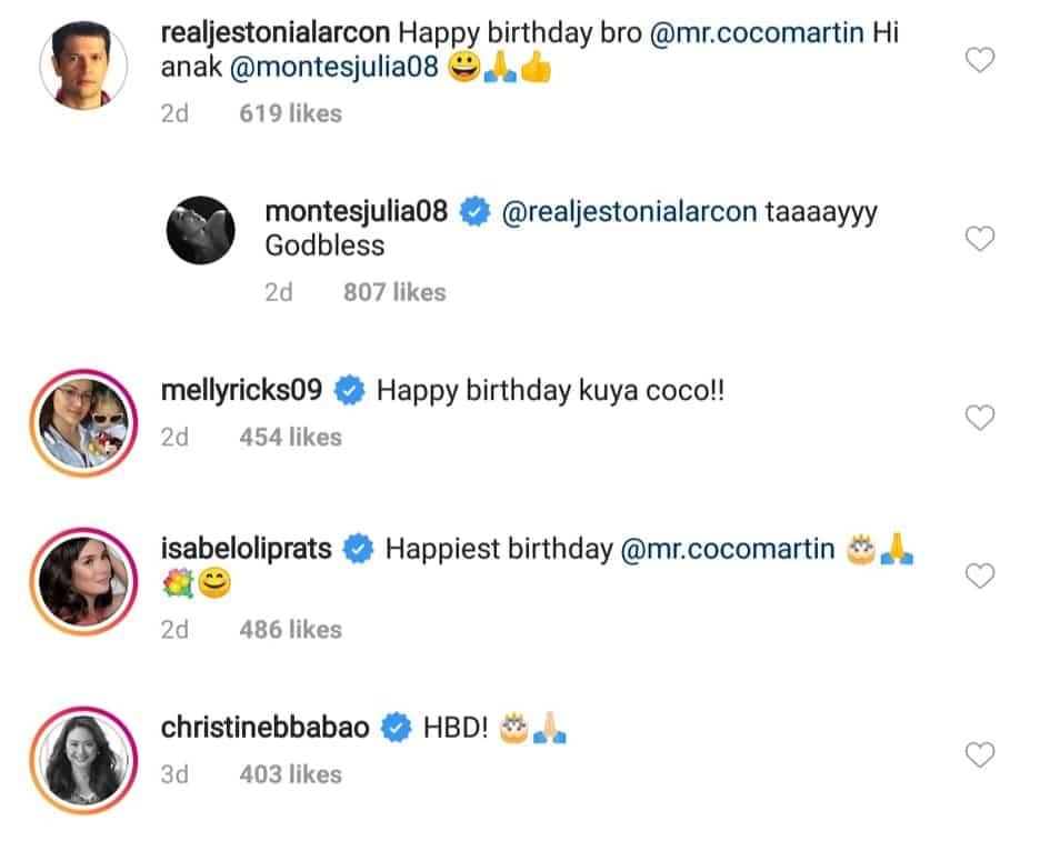 Celebrities react to Julia Montes' viral post for Coco Martin