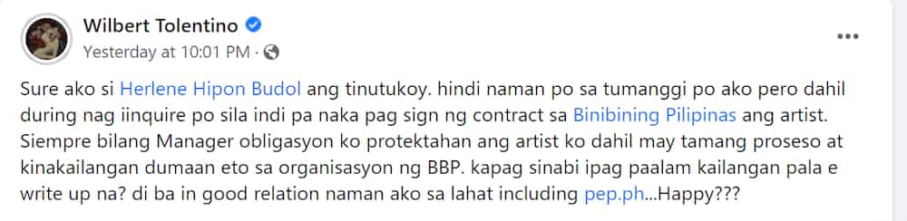 Wilbert Tolentino, pumalag sa blind item na umano'y si Herlene Budol ang tinutukoy Wilbert Tolentino, pumalag sa blind item na umano'y si Herlene Budol ang tinutukoy