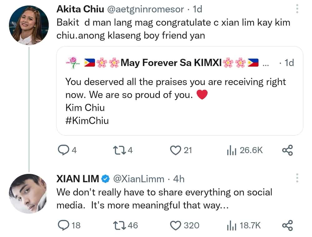 Xian Lim lectures netizen who criticized him for not congratulating Kim Chiu on social media