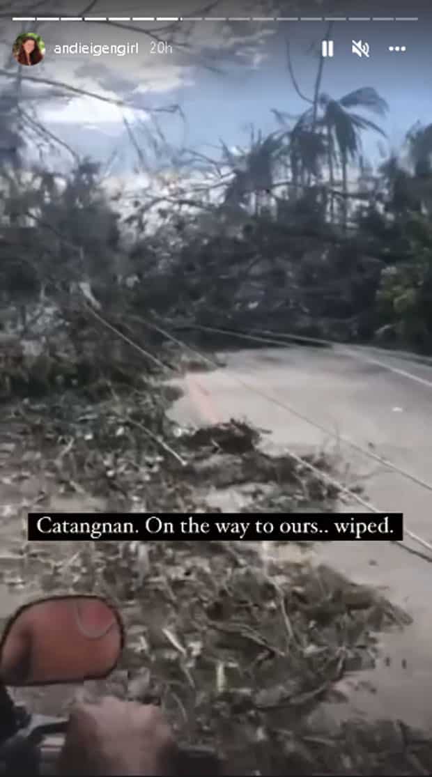 Andi Eigenmann shares video of Odette's devastation on the road leading to their home