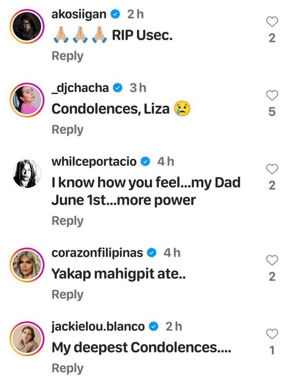 Celebrities react to death of Liza Diño-Seguerra’s dad, Ex-DILG Undersecretary Martin Diño: “RIP”