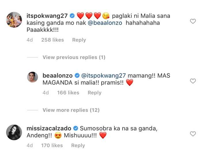 Dina Bonnevie reacts to Bea Alonzo's IG post