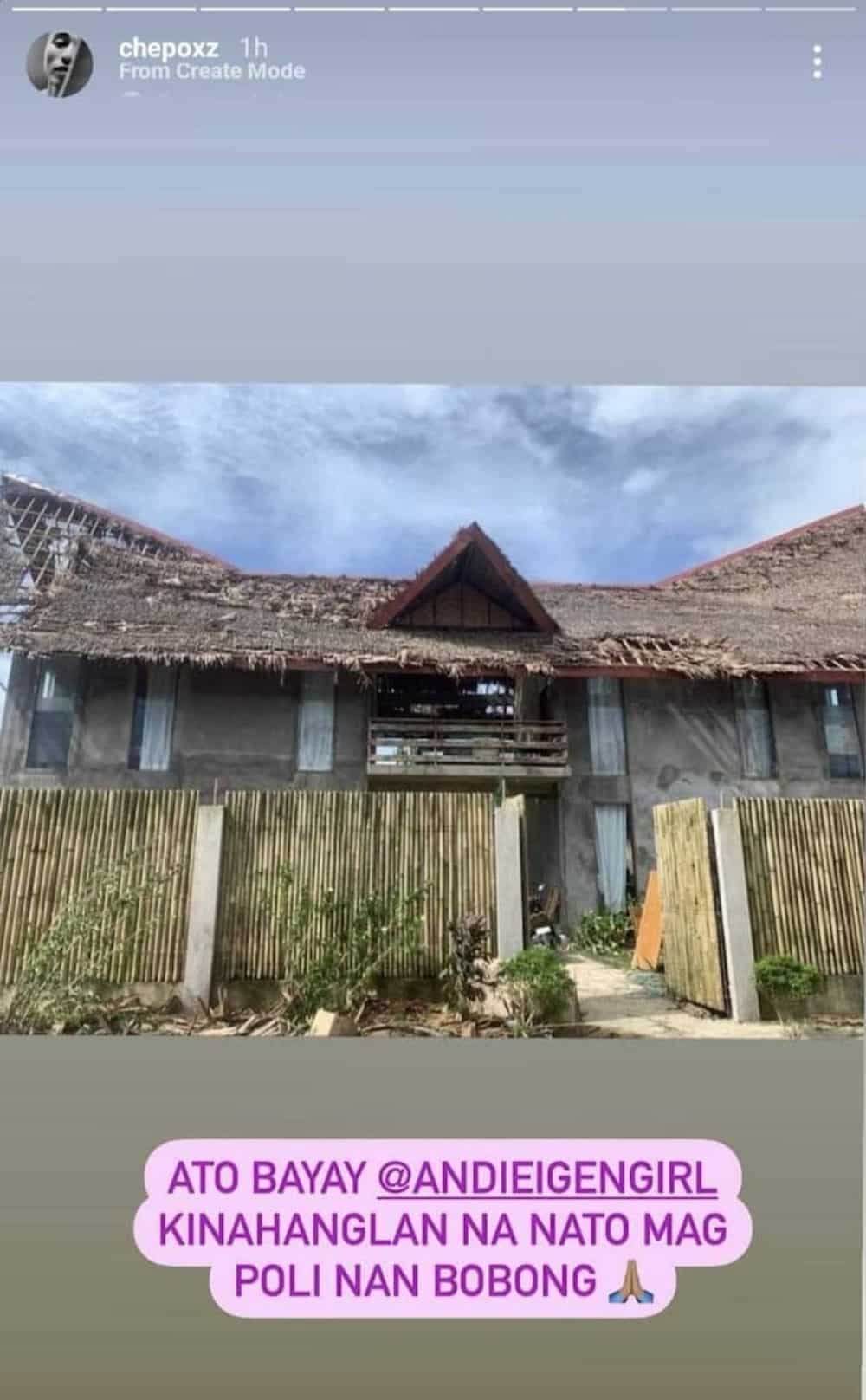 Philmar Alipayo shows how typhoon damaged his home with Andi Eigenmann