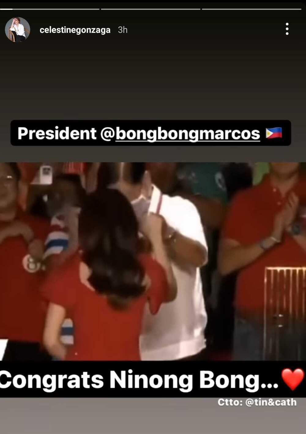 Toni Gonzaga congratulates Bongbong Marcos: "Congrats Ninong Bong"
