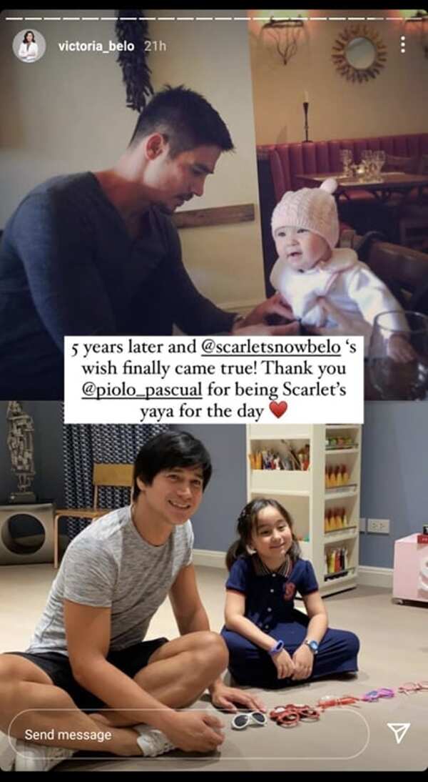 Piolo Pascual, naging "yaya for the day" ni Scarlet; Vicki Belo, nagpasalamat