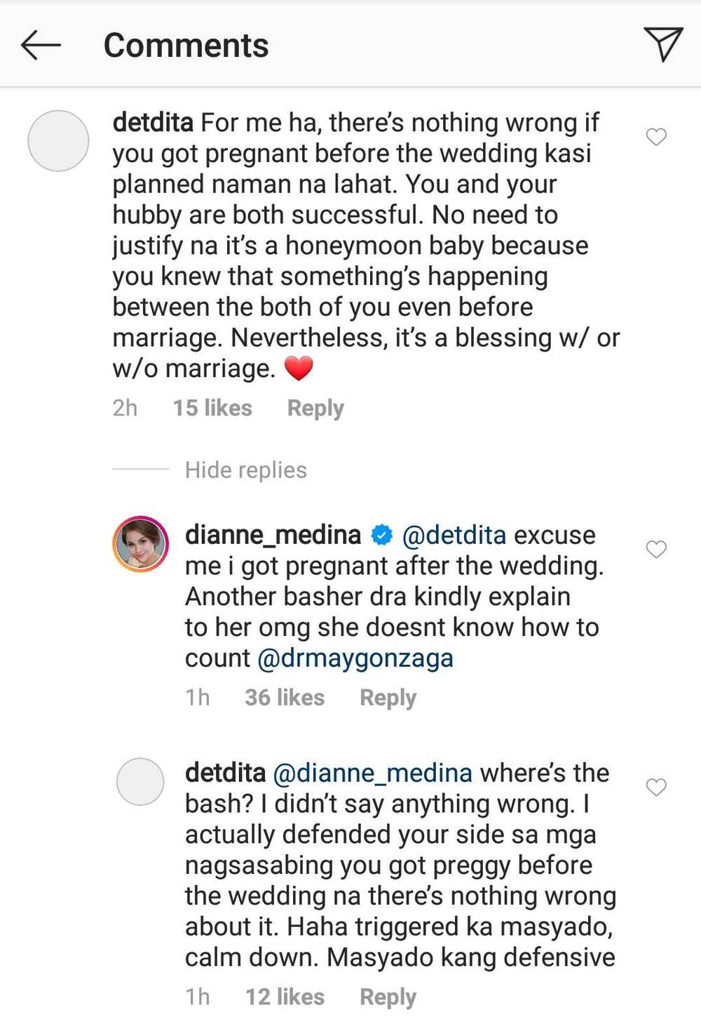 Diane Medina lambastes netizen who insinuated that she got pregnant before getting married