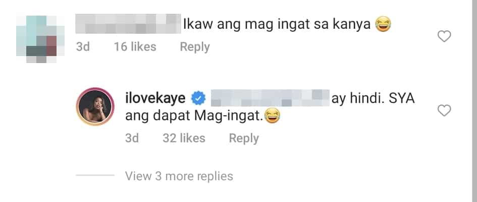 Kakai Bautista replies wittily to netizen's "mag-ingat" comment on Gerald Anderson