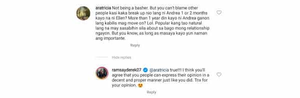 Derek Ramsay responded to a netizen comparing him with Bea Alonzo