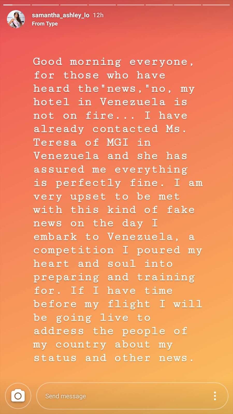 Samantha Ashley Lo responds to bashers spreading fake news about Venezuela Hotel