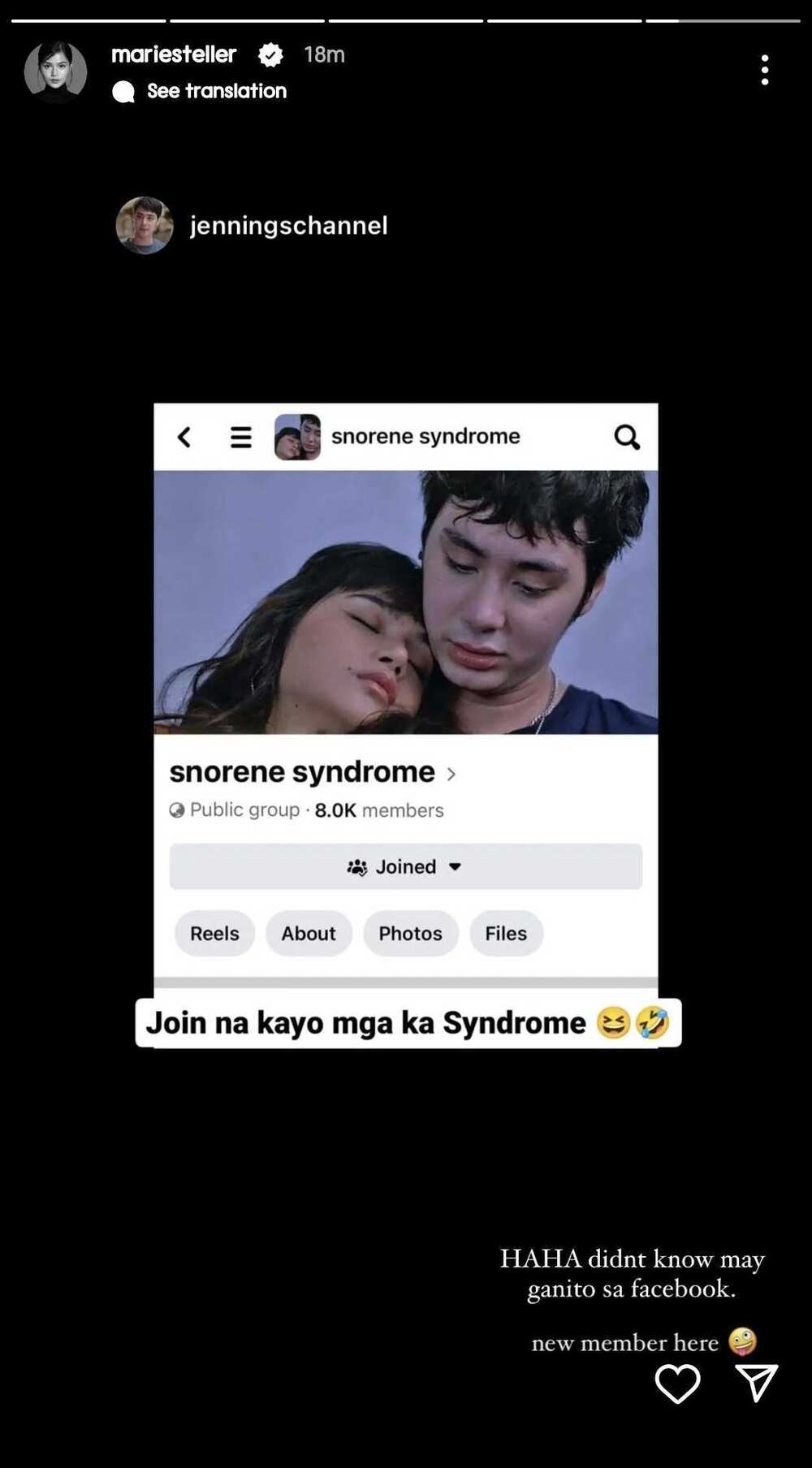 Maris Racal, naaliw sa 'Snorene Syndrome' na group sa FB: "New member here"
