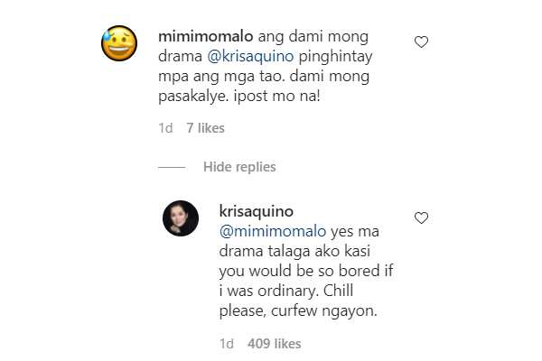 Kris Aquino fires back against basher who accused her of being "ma-drama"