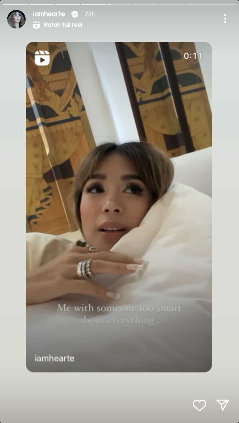 Heart Evangelista reposts old video about "someone too smart" online