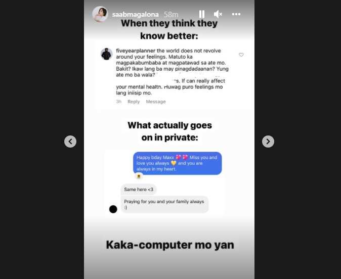 Saab shows private messages with Maxene; proves their relationship is doing well