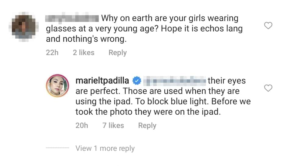 Mariel Padilla clarifies her kids' eyewear after netizen points it out online