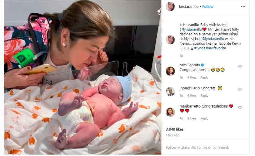 Krista Ranillo gives birth to her fifth child
