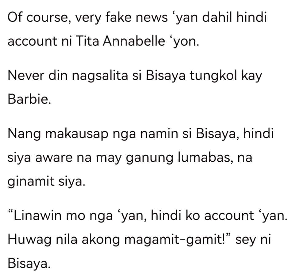 Annabelle Rama, nabiktima ng fake news tungkol kay Barbie Imperial ...