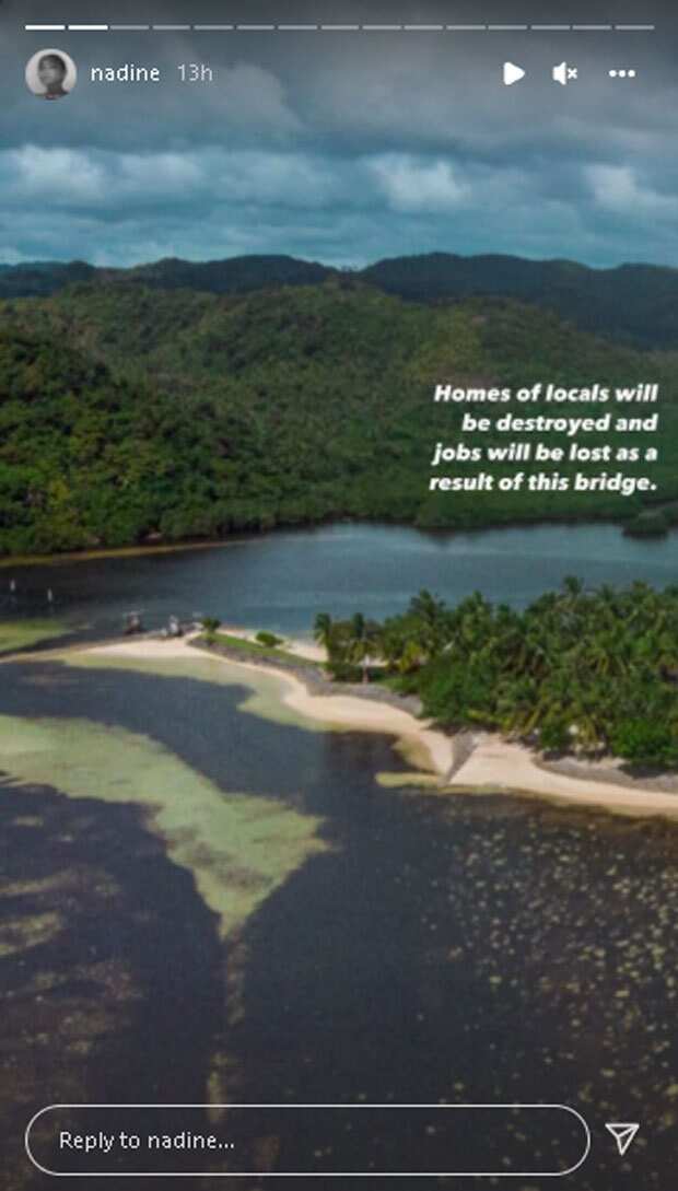 Nadine Lustre, ibinahagi umano'y pagtutol ng taga-Siargao sa pina-fast track na ipapatayong P144-Milyong tulay