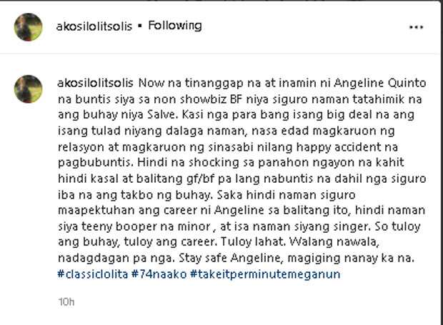 Lolit, sa pagbubuntis ni Angeline: "Hindi naman siguro maapektuhan ang career ni Angeline"