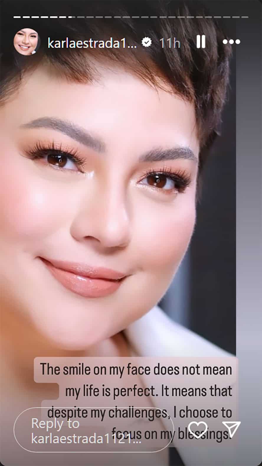 Karla Estrada, nag-post ng relatable message: "The smile on my face doesn’t mean my life is perfect"