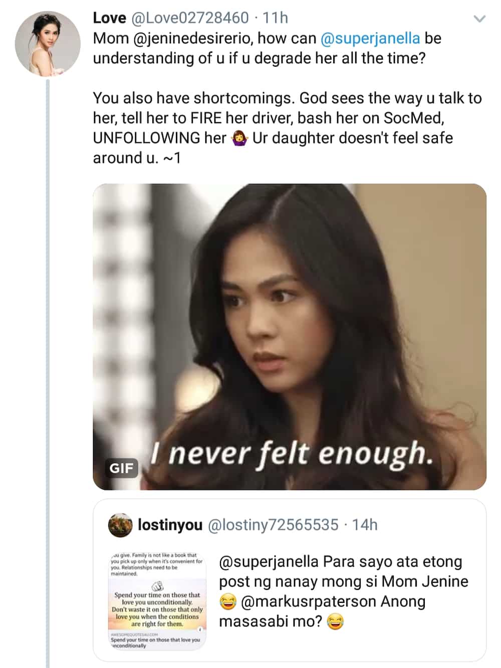 Jenine Desiderio, bumuwelta sa mga fans ng kanyang anak na si Janella Salvador Jenine Desiderio, bumuwelta sa mga fans ng kanyang anak na si Janella Salvador